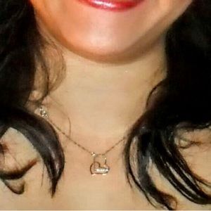 Authentic 18 karat white gold.Polished heart“16 Pendant and necklace in 18 karat